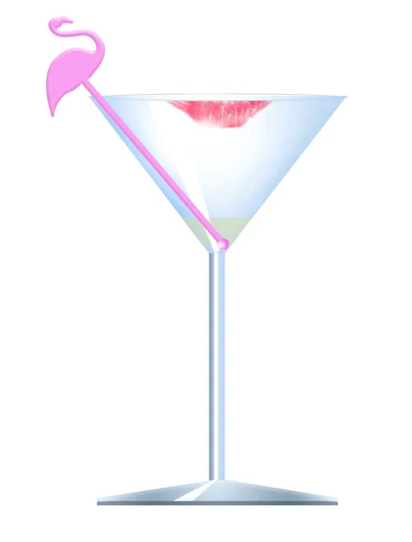 Bicchiere Martini Vuoto Con Uno Striscio Rossetto Donna Vede Con — Foto Stock