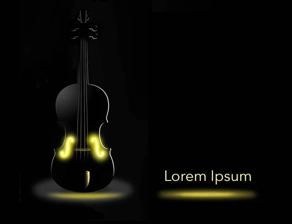 テキスト空間を持つ3次元のイラストであるこの画像では 印象的で珍しい照明にバイオリンが見られます — ストック写真