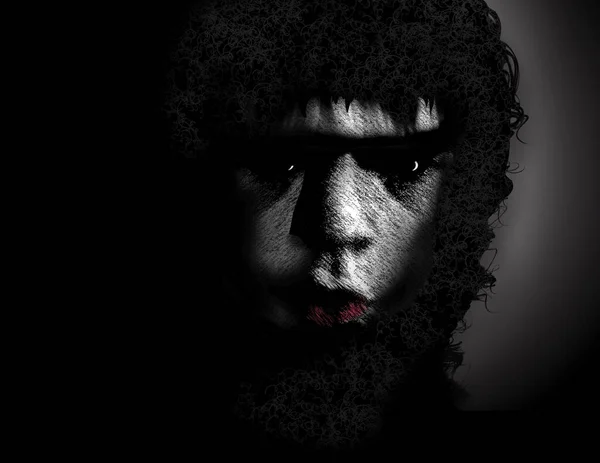 Тёмно Опасный Молодой Человек Однобровым Лицом Похож Пещерного Человека Неандертальца — стоковое фото