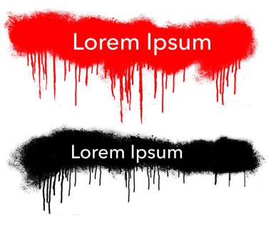 Damlalar ve koşular ile bir duvara sprey boya serpiştirilmiş bu üç boyutlu illüstrasyonda görülüyor. Metin alanı ve kopyalama alanı beyaz üzerine izole edilmiş resmin bir parçasıdır.