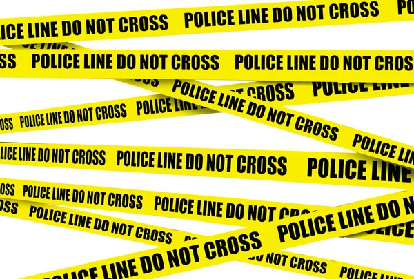 Yellow Crime Scene Tape Seen Police Line Cross Text Tape — Stockfoto