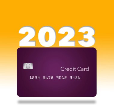 Best credit card 2023 is the text on this generic mock credit card with a modern design with text space, copy area in a 3-d illustration.
