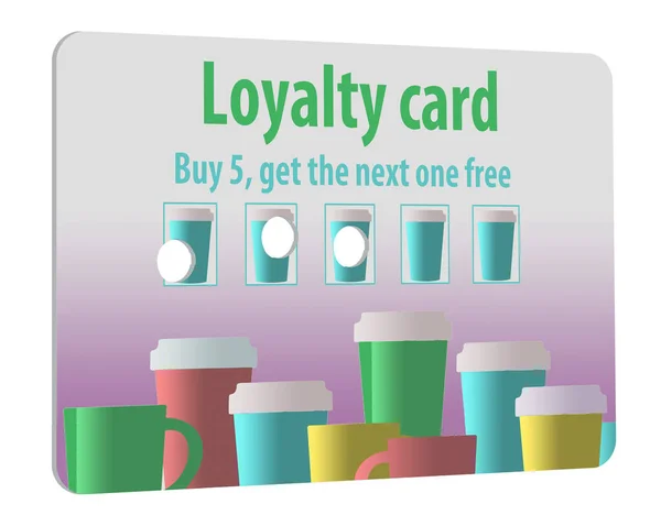 Here Coffee Shop Loyalty Card Offer Free Coffee Purchasing Five — Zdjęcie stockowe