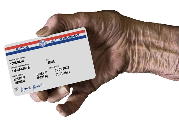 Aqui Está Simulacro Genérico 2023 Medicare Health Insurance Card Held — Fotografia de Stock
