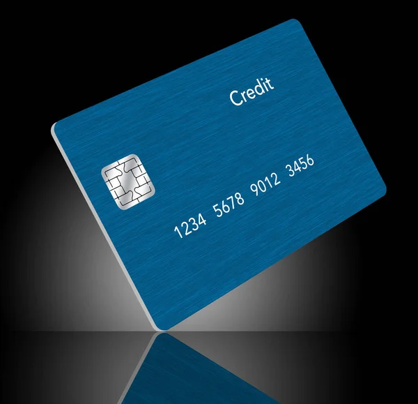 Niebieska Generyczna Karta Kredytowa Znajduje Odzwierciedlenie Polerowanej Powierzchni Tej Ilustracji — Zdjęcie stockowe