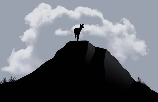 Ένα Ελάφι Στέκεται Στην Κορυφή Ενός Λόφου Αυτή Την Εικόνα — Φωτογραφία Αρχείου