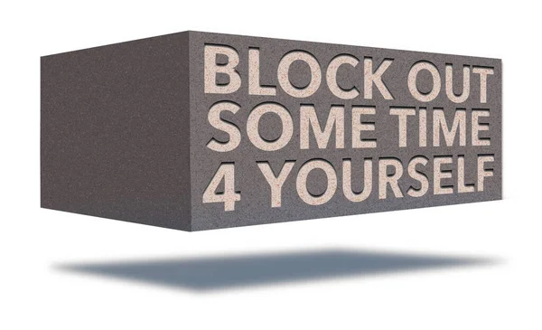 Large Building Block Has Text Says Block Out Time Yourself — Stock Photo, Image