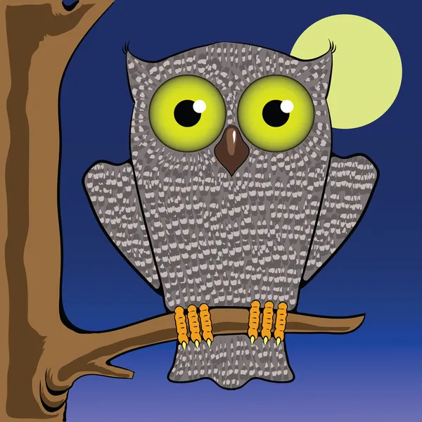 OWL E MOON — Vetor de Stock