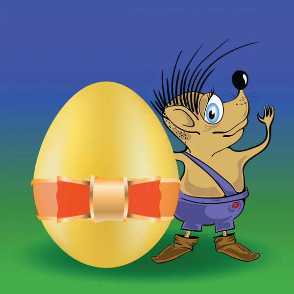 Ежик и пасхальное яйцо — стоковый вектор