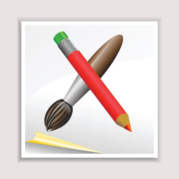 Crayon et pinceau — Image vectorielle