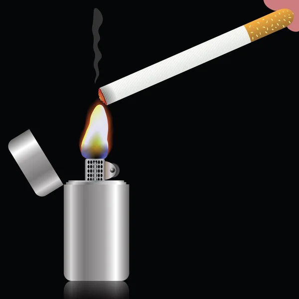 Cigarette and lighter — Stock Vector