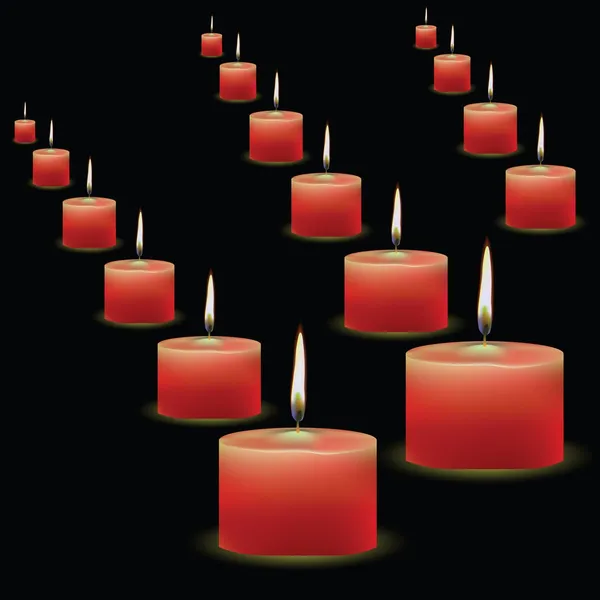 Червоні свічки на чорному фоні — стоковий вектор