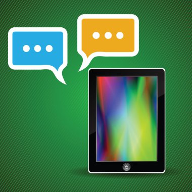 tablet bilgisayar ve konuşma balonları