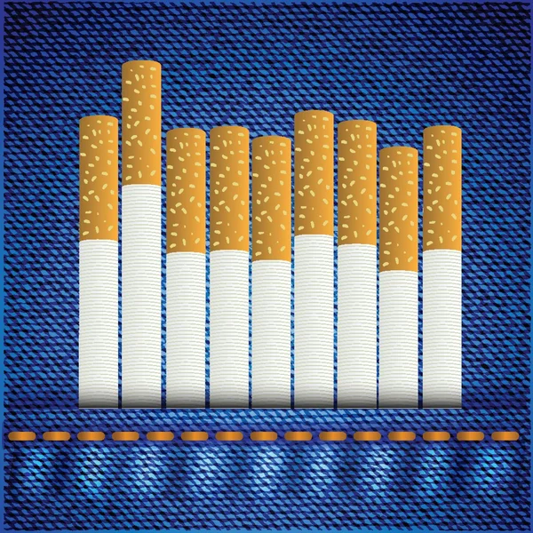 Сигареты на фоне синих джинсов — стоковый вектор