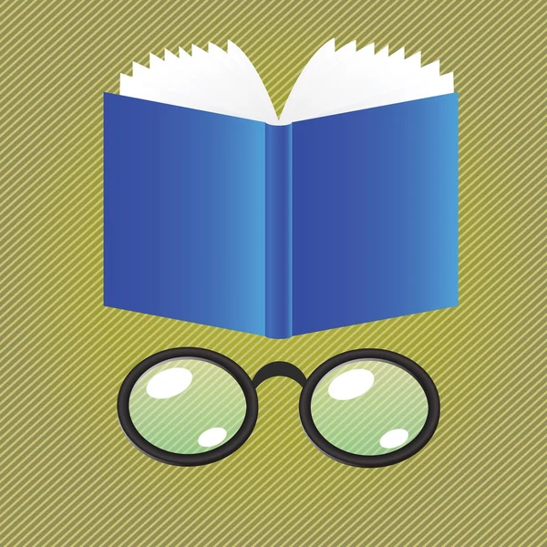 Livro e óculos — Vetor de Stock