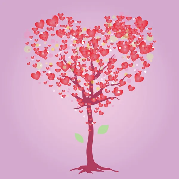 Pink heart tree — Stock Vector