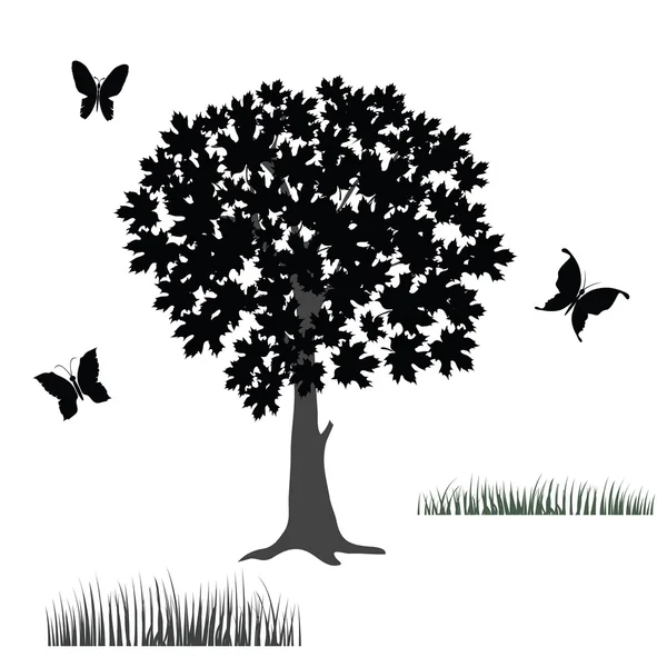 Tree and butterflies — Stock Vector