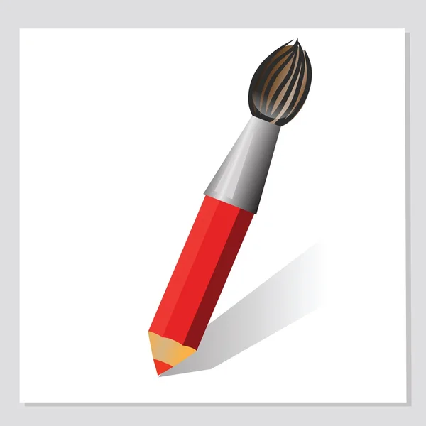 Lápis e escova — Vetor de Stock