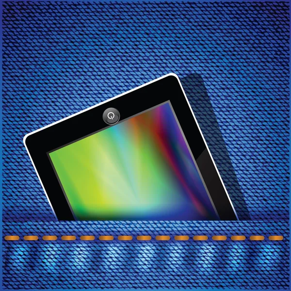 Tablet PC op jeans achtergrond — Stockvector