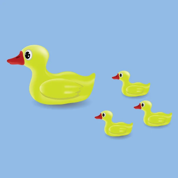 Duck and ducklings — Stock Vector