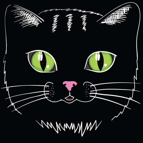 黒い猫頭 — ストックベクタ