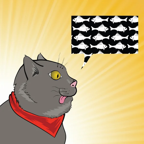 Katze und Fisch — Stockvektor