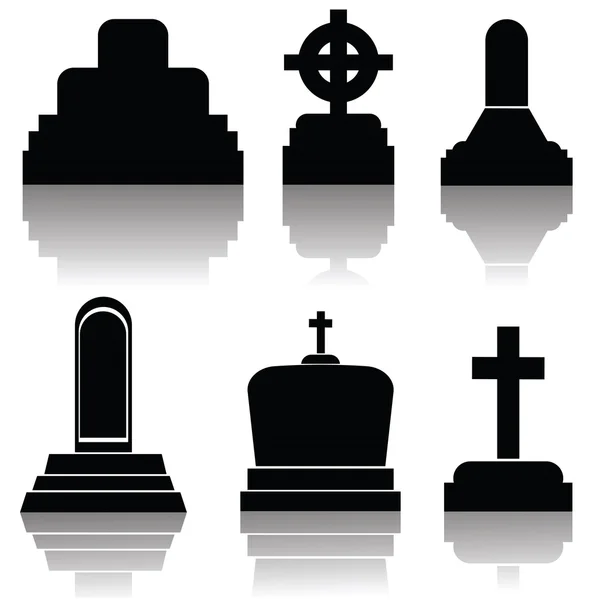 Set of gravestone silhouettes — Stock Vector