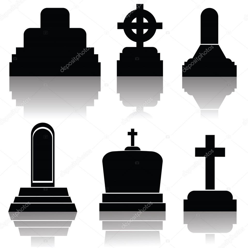 set of gravestone silhouettes
