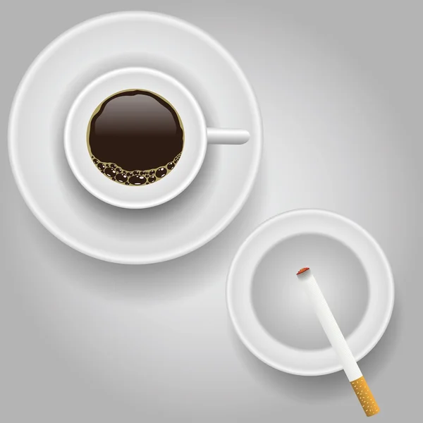 Tasse de café et de cigarette — Image vectorielle