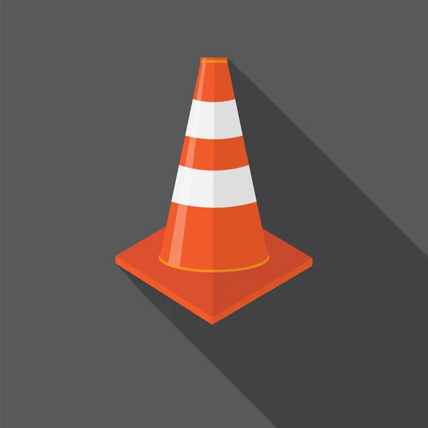 Csíkos piros Traffic Cone ikon elszigetelt szürke háttér — Stock Vector