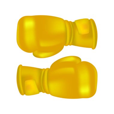 Altın Boks Eldiveni Simgesi Beyaz Arkaplanda İzole Edildi