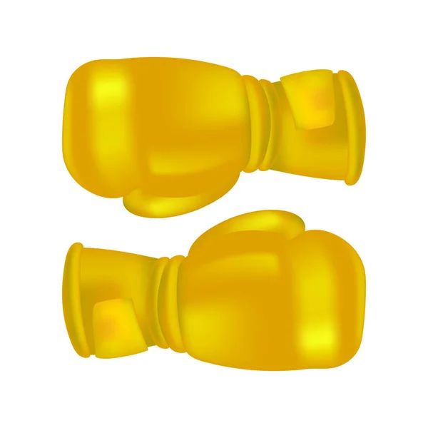 Gold Boxing Gloves Icon Isolated on White Background — Stock Vector