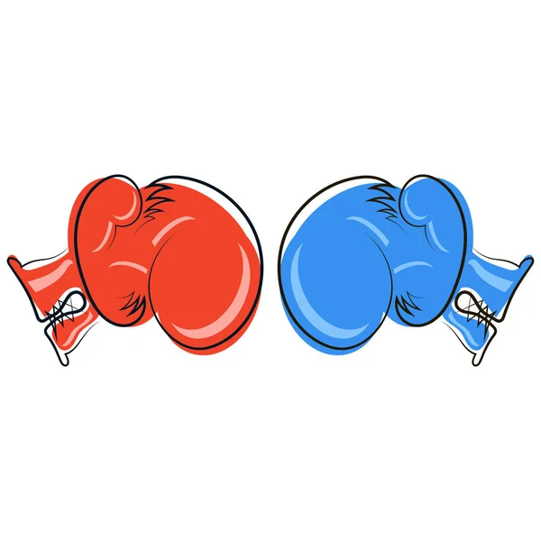 Guantes de Boxeo Rojo y Azul Icono Aislado sobre Fondo Blanco — Archivo Imágenes Vectoriales