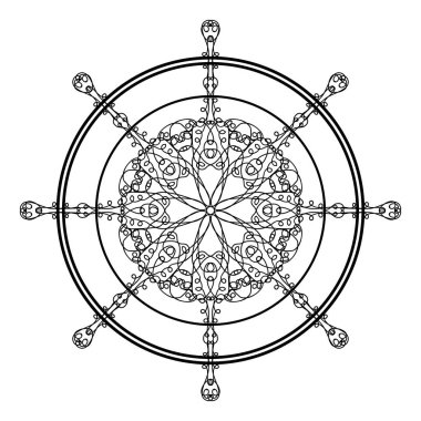 Kontrol Dümeni Simgesi Beyaz Arkaplanda izole edildi. Gemi Direksiyon Konsepti. Deniz Tasarımı. Tekne Logosu