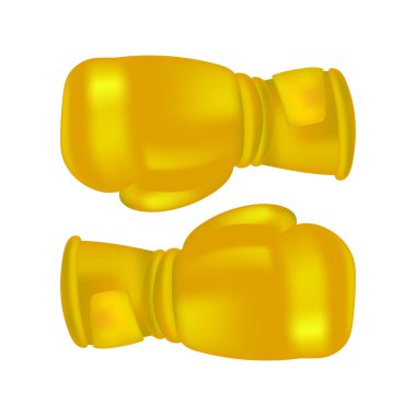 Altın Boks Eldiveni Simgesi Beyaz Arkaplanda İzole Edildi