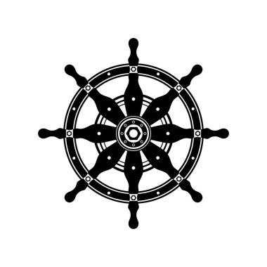 Kontrol Dümeni Simgesi Beyaz Arkaplanda izole edildi. Gemi Direksiyon Konsepti. Deniz Tasarımı. Tekne Logosu