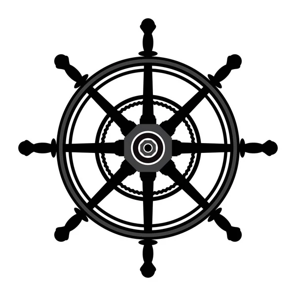 Control Rudder Icono aislado sobre fondo blanco. Concepto del volante de la nave. Diseño Náutico. Logo del barco — Archivo Imágenes Vectoriales