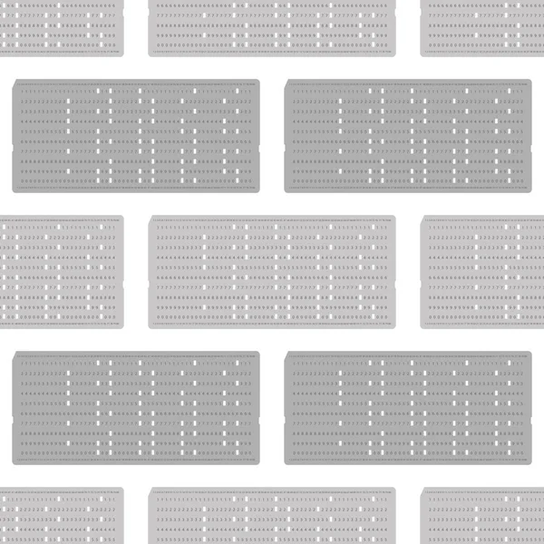 Old Vintage Computer Data Storage. Paper Punched Card Isolated on White Background. Seamless Pattern — Foto Stock