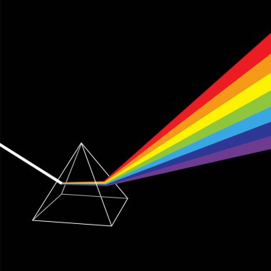 Prizma. Renkli ışık ışınları. Ray Rainbow Spektrum Dağılımı. Üçgendeki Optik Efekt