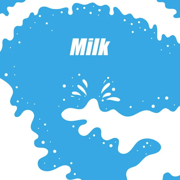 Pouring Milk Splash on Blue Background. White Creamy Liquid Drops. Fresh Farm Milky Flow Drink. Minimalist Poster — Stock Vector