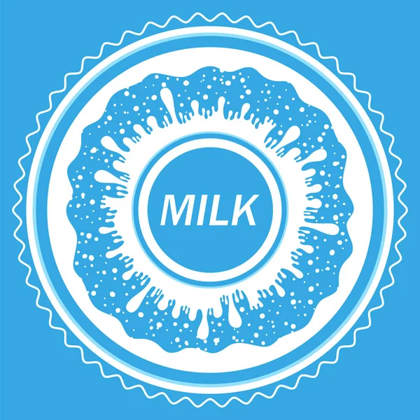Pouring Milk Splash on Blue Background. White Creamy Liquid Drops. Fresh Farm Milky Flow Drink. Minimalist Poster — Stockfoto
