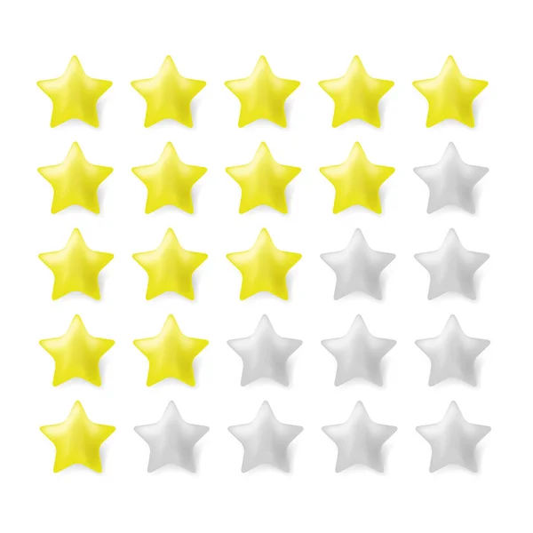 Giving Five Stars Rating for Web. Gold Yellow and Grey Gradient Star with Shadow. Customer Feedback Concept — Stock Photo, Image