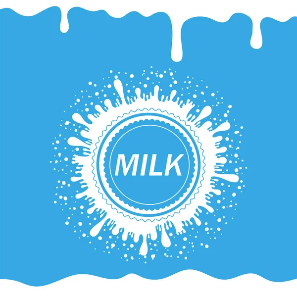 Pouring Milk Splash Blue Background White Creamy Liquid Drops Fresh — Stock Photo, Image
