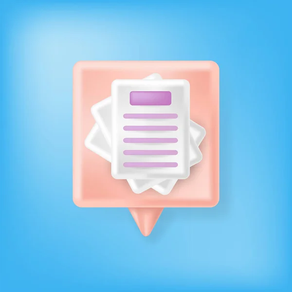 Icono de documento de papel y burbuja de discurso naranja sobre fondo azul borroso —  Fotos de Stock