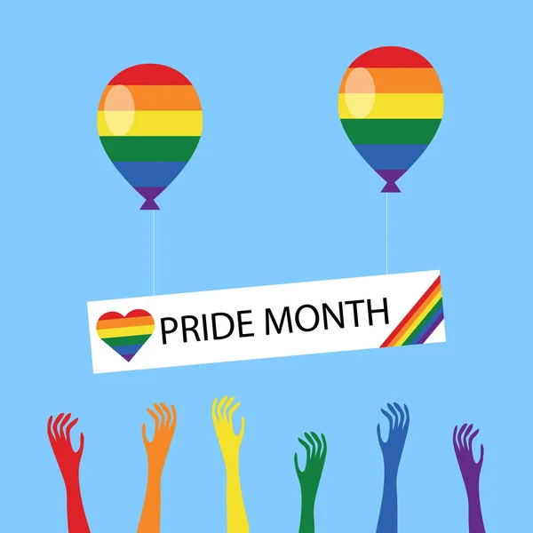 Prvky vzhledu měsíce hrdosti. Barevná sada balónů s LGBT barvami. Duhový proužek. Koncept LGBTQ — Stockový vektor