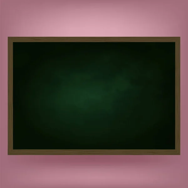 Empty Chalkboard Icon on Pink Blurred Background. Green School Deck for Learning. Blank Greenboard for Education — Stock Vector