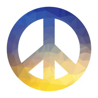 Beyaz arka planda izole edilmiş Ukrayna Renkli Pasifist İşareti. Ukrayna Barış Sembolü