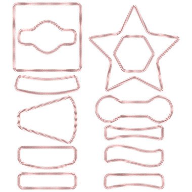 Beyzbol dikiş ve beyaz arka plan üzerinde izole kare kümesi.