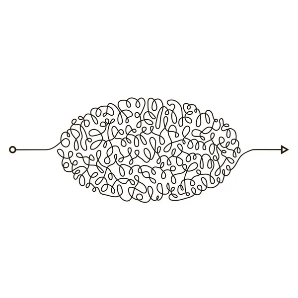 Kaotiska Doodle Trä Clew Knot Galna Kladdig Linje Komplicerat Clew — Stockfoto