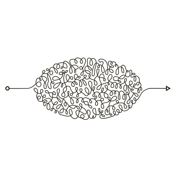 Chaotique Doodle Nœud Fente Fil Insane Messy Line Complexe Clew — Image vectorielle